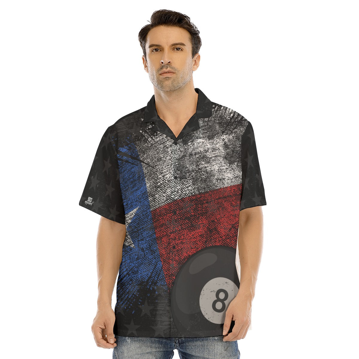 Texas Grunge 8 Ball Button Down